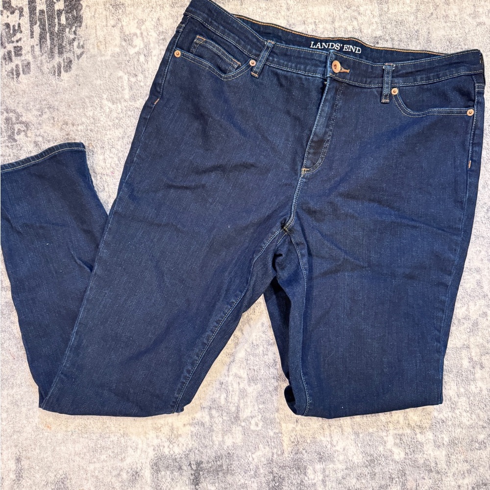 Lands' End Women's Dark Blue Straight Leg Jeans